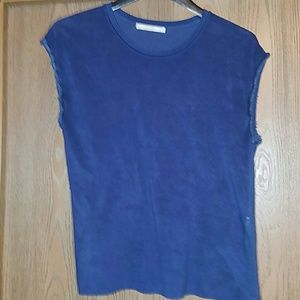Zara blue sleeveless faux suede top